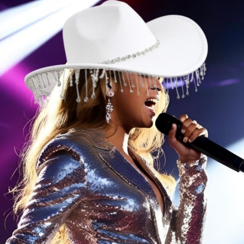 Kbw Crystal Fringe Gem Cowgirl Hat